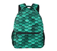 Mochila ligera para la escuela secundaria, color verde esmeralda, turquesa, sirena, escamas de pescado para hombres, mujeres, adolescentes, antirrobo, mochila de viaje para portátil, para viajes, sen