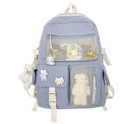 Mochila linda, de escuela,Linda estética de alta capacidad varios bolsillos mochila chica japonesa | Bolsas de escuela de anime de accesorios de oso de múltiples bolsillos para niñas, libros