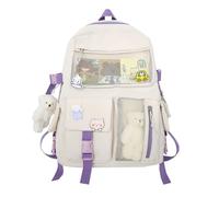 Mochila linda, de escuela,Linda estética de alta capacidad varios bolsillos mochila chica japonesa | Bolsas de escuela de anime de accesorios de oso de múltiples bolsillos para niñas, libros