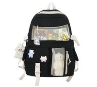 Mochila linda, de escuela,Linda estética de alta capacidad varios bolsillos mochila chica japonesa | Bolsas de escuela de anime de accesorios de oso de múltiples bolsillos para niñas, libros