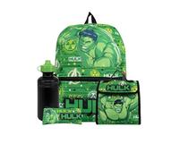 Mochila MARVEL Niño | Mochila De Hulk Y Bolsa De Almuerzo | Set Fiambrera Y Botella Infantil | One Set Verde
