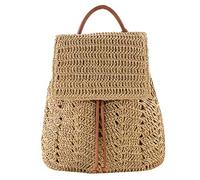 Mochila Mujer Grande de Rafia y Ganchillo - Bolso Casual de Verano Juvenil en Camel