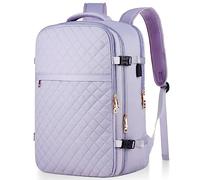 Mochila Mujer Grande de Viaje, Carry-on Cabina Avión, Resistente al Agua y Antirrobo, con Puerto USB para Portátil de 17 Pulgadas, Color Púrpura