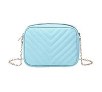 Mochila Mujeres Bolso de hombro Moda Simple Rayas Tendencia Cadena Bandolera Cartera Práctico, azul celeste, Talla única