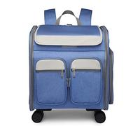 Mochila Multifuncional para Transporte de Mascotas, Caja con Carrito para Perros y Gatos con Ventana, Adecuada para Salir e IR de Compras (D)