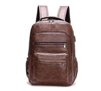 Mochila multifuncional vintage cuero mochila informal para libros viaje mochila elegante con puertos carga USB y resistente piel sintética para portátil viaje, marrón