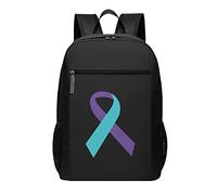 Mochila negra con cinta de concienciación sobre la prevención del suicidio de 17 pulgadas, mochila para laptop para hombres y mujeres, mochila ligera, #01, 30cm*17cm*43cm, Mochila escolar