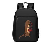 Mochila negra con nutria jugando saxofón, mochila para laptop para estudiantes, mochila escolar de gran capacidad, 17 pulgadas, #01, 30cm*17cm*43cm, Mochila escolar