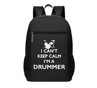 Mochila negra con texto en inglés "I Can't Keep Calm I'm A Drummer" para estudiantes, mochila escolar de gran capacidad, 17 pulgadas, #01, 30cm*17cm*43cm, Mochila escolar
