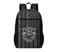 Mochila negra de 17 pulgadas con la bandera estadounidense de las fuerzas especiales del ejército para hombres y mujeres, mochila ligera, #01, 30cm*17cm*43cm, Mochila escolar