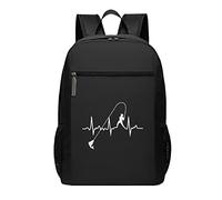 Mochila negra de pesca con latidos del corazón para estudiantes, mochila escolar de gran capacidad, 17 pulgadas, #01, 30cm*17cm*43cm, Mochila escolar