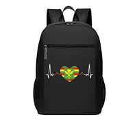 Mochila negra Kanaka Maoli con bandera hawaiana nativa de latidos del corazón, mochila para computadora portátil para estudiantes, mochila escolar de gran capacidad, 17 pulgadas, #01, 30cm*17cm*43cm, Mochila escolar