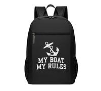 Mochila negra My Boat My Rules de 17 pulgadas, mochila ligera para hombres y mujeres, #01, 30cm*17cm*43cm, Mochila escolar