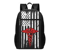 Mochila negra para enfermeras, profesión, bandera americana, mochila para laptop para estudiantes, mochila escolar de gran capacidad, 17 pulgadas, #01, 30cm*17cm*43cm, Mochila escolar
