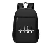 Mochila negra para saxofón, latido del corazón, mochila de gran capacidad, mochila escolar de 17 pulgadas, #01, 30cm*17cm*43cm, Mochila escolar