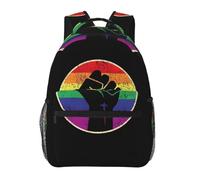 Mochila Niño Moda Mochila Escolar Infantil Bandera del Orgullo Gay Arcoíris LGBT con Manos Cerradas en el Puño Casual Bolso de Escuela para Trabajo Diario Mujeres Viajes 29X40cm