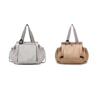 Mochila Oxford multiusos para mujer, bolsa de pañales de gran capacidad, para viajes, compras y actividades diarias, Gris y caqui, Informal