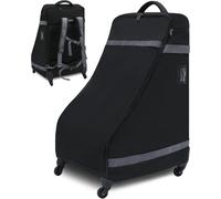 Mochila para asiento de coche con ruedas para viajes aéreos, extra grande, acolchada, para avión, resistente al agua, bolsa negra para puerta de aeropuerto, accesorios para asiento de coche
