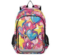 Mochila para botella de agua para niños de 8 a 12 años: mochilas casuales para niños y niñas de sexto grado en varios colores - Graffiti Art Hearts Stars Sweet