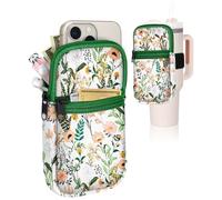 Mochila para botella de agua Stanley Quencher Cup - Flor Verde Floral 40 30 onzas Bolsa de vaso Monedero Riñonera Cartera para teléfono, llaves, accesorios de gimnasio