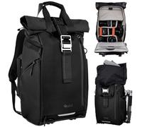 Rollei Mochila para Cámara, Fotoliner Ocean Rolltop Gran Mochila Fotográfica Impermeable con Compartimento para Laptop Mochilas Camaras fotos para Cámara DSLR Negra 20L Cámara-Camara-Mochilas-Rolltop