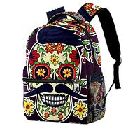 Mochila para computadora portátil de negocios Mochila para deportes al aire libre Sugar Skull Day Of The Dead School Bandolera para hombres Mujeres, Mochila de viaje única resistente a desgarros Se ad