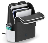 Mochila para Consola PS5/ Slim/ Pro, Bolsa PS5 de Viaje con Protección Total, Funda ps5 Almacenamiento de Gran Capacidad, PS Portal, Portátil, Tarjeta de Juego, Maletin PS 5 con Bolsa 3 Cable- Blanco