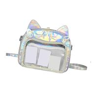 Mochila para estudiante para niña, bandolera Itabag, diseños de gatos japoneses, bolso de hombro de PU con bolsillo transparente para exhibición de Pin de anime, mochila con correas ajustables