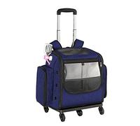 Mochila para Gatos para Mascotas, Caja Plegable para Carrito para Mascotas, con Cuenco Plegable/Caja de Arena para Gatos/Fuente para Beber, Adecuada para Salir y Viajar (Blue a)
