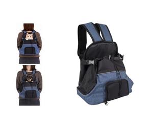 Mochila para Gatos - Perros - Sybil Azul - Mochila ventral con Refuerzo Trasero, Base Desmontable y Tiras Ajustables