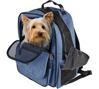 Mochila para Gatos - Perros - Wiro Azul - Mochila en poliéster con Bolsillos, Base Desmontable y armazón Reforzado