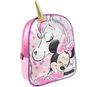 Mochila para guardería de Minnie Mouse - Rosa - Para niñas - Unicornio 3D con lentejuelas iridiscentes - Mochila de poliéster - 3-6 años - Cremallera y tirantes ajustables - 25 × 31 × 10 cm - Producto