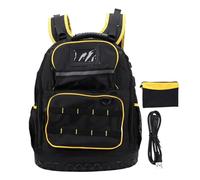 Mochila para herramientas, mochila para herramientas de fondo duro con múltiples bolsillos y funda para computadora portátil Mochila de electricista de tela Oxford para transporte