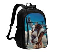 Mochila para laptop con estampado de fórmula matemática para hombre, mochilas de viaje con puerto de carga USB, mochila casual grande impresa, Cabra, One Size