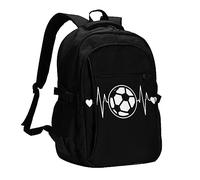 Mochila para laptop con estampado de leopardo para hombre, mochilas de viaje con puerto de carga USB, mochila casual grande con estampado de leopardo, I Love Soccer, One Size
