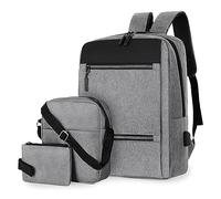 Mochila para laptop de negocios con bandolera y bolso, 3 bolsas para escuela, negocios, viajes, mochila elegante para mujer, color marrón, gris, Talla única