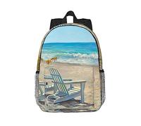 Mochila para laptop estampada con sillas y escena de playa, ligera, impermeable, mochila ergonómica de viaje de 15 pulgadas, Escena de playa con sillas, One Size