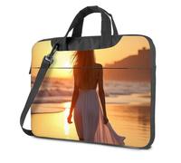 Mochila para laptop para mujer, Sunset Serenity: A Beach Walk In Soft Light Laptop Bag Laptop Backpack Women Laptop Case, Color, 26x36cm