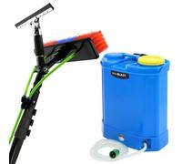 Mochila para Limpieza de Coche Kit Limpieza Ventanas Herramienta Transporte Agua Capacidad 16L Limpiacristales Pértiga Telescópica 9.1m Profesional Comercial Riego Alta Presión con Accesorios Gratis