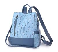 Mochila para mujer, ligera, con diseño de flores Oxford, antirrobo, para ir de compras o ir al trabajo, turquesa, L, Color: azul