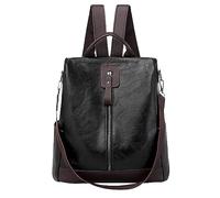 Mochila para mujer PU femenina Europa y América ocio al aire libre mochila de viaje anti mochilas mujer grande negro (negro, talla única)