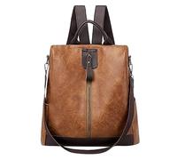 Mochila para mujer PU femenina Europa y América ocio al aire libre mochila de viaje anti mochilas mujer grande negro (marrón, talla única)