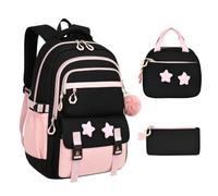 Mochila para niña con de 3 piezas, diseño de estrellas, Rosa., Siehe Beschreibung, Ver descripción