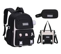 Mochila para niñas 3 PCS Mochilas escolares lindas Bolsa de libros para niños primarios Mochila clásica ligera para niños, con caja de lápiz Conjunto de bolsas portátiles de viaje universitario Bolsas