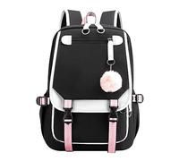 Mochila para niñas adolescentes para estudiantes de secundaria, mochila para exteriores con puerto USB, mochila de 3 días con hidratación, blanco, Talla única