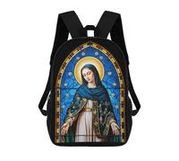 Mochila Para Niñas Celestial Madonna - Stained Glass Virgin in Divine Aureole Mochila Escolar Impresa En 3D Para Niños Mochila Informal De Día Mochila Ligera Para Estudiantes De Secundaria 17inch
