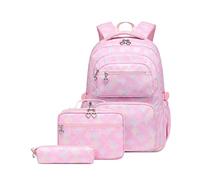Mochila para niñas con lonchera aislada, Combo de 3 Piezas, Bolsas Escolares para niñas con Bolsa de Almuerzo, Rosado (3pcs-Mermaid-Pink), 3Pcs Backpack Set, Moderno
