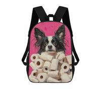 Mochila Para Niñas Dog with Toilet Paper Painting Papillon Dog Toilet Art Mochila Escolar Impresa En 3D Para Niños Mochila Informal De Día Mochila Ligera Para Estudiantes De Secundaria 17inch