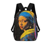 Mochila Para Niñas Expressionist Girl with A Pearl Earring - Bold Contemporary Art Reinterpretation Mochila Escolar Impresa En 3D Para Niños Mochila Informal De Día Mochila Ligera Para Estudiantes De