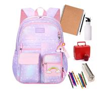 Mochila para niñas, mochila de para niñas, bolsa de libros escolares de, mochila preescolar ligera e impermeable para niños y niñas con correa de hombro resistente, morado, S
